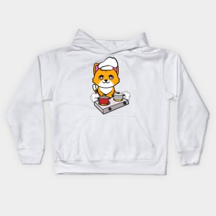 Cute orange cat is cooking Kids Hoodie